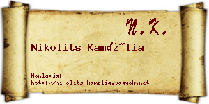 Nikolits Kamélia névjegykártya